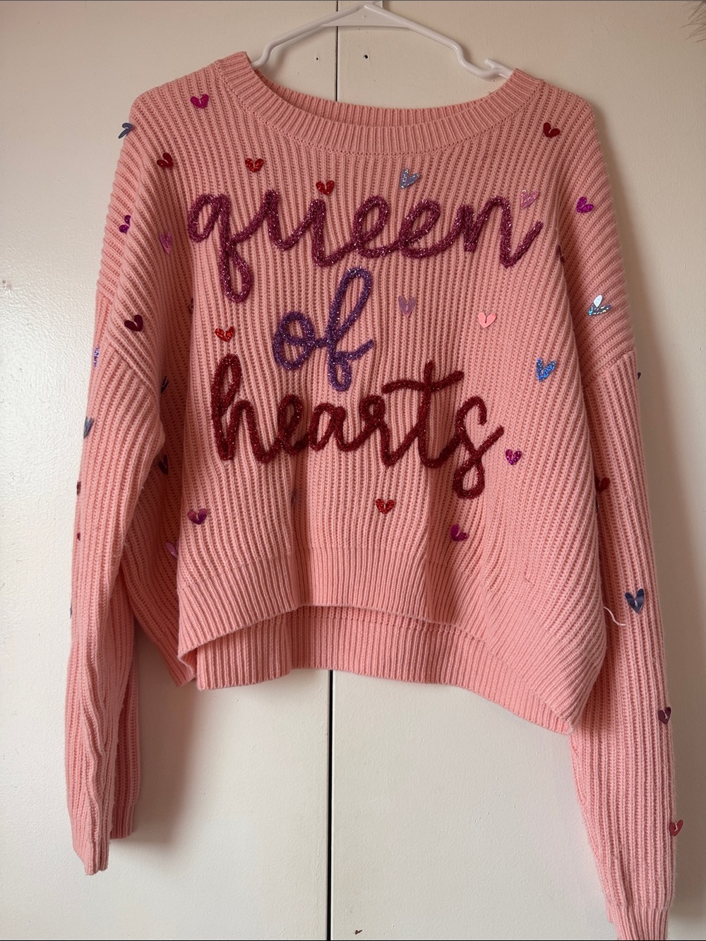 Queen Of Sparkles Pink Knit Sweater